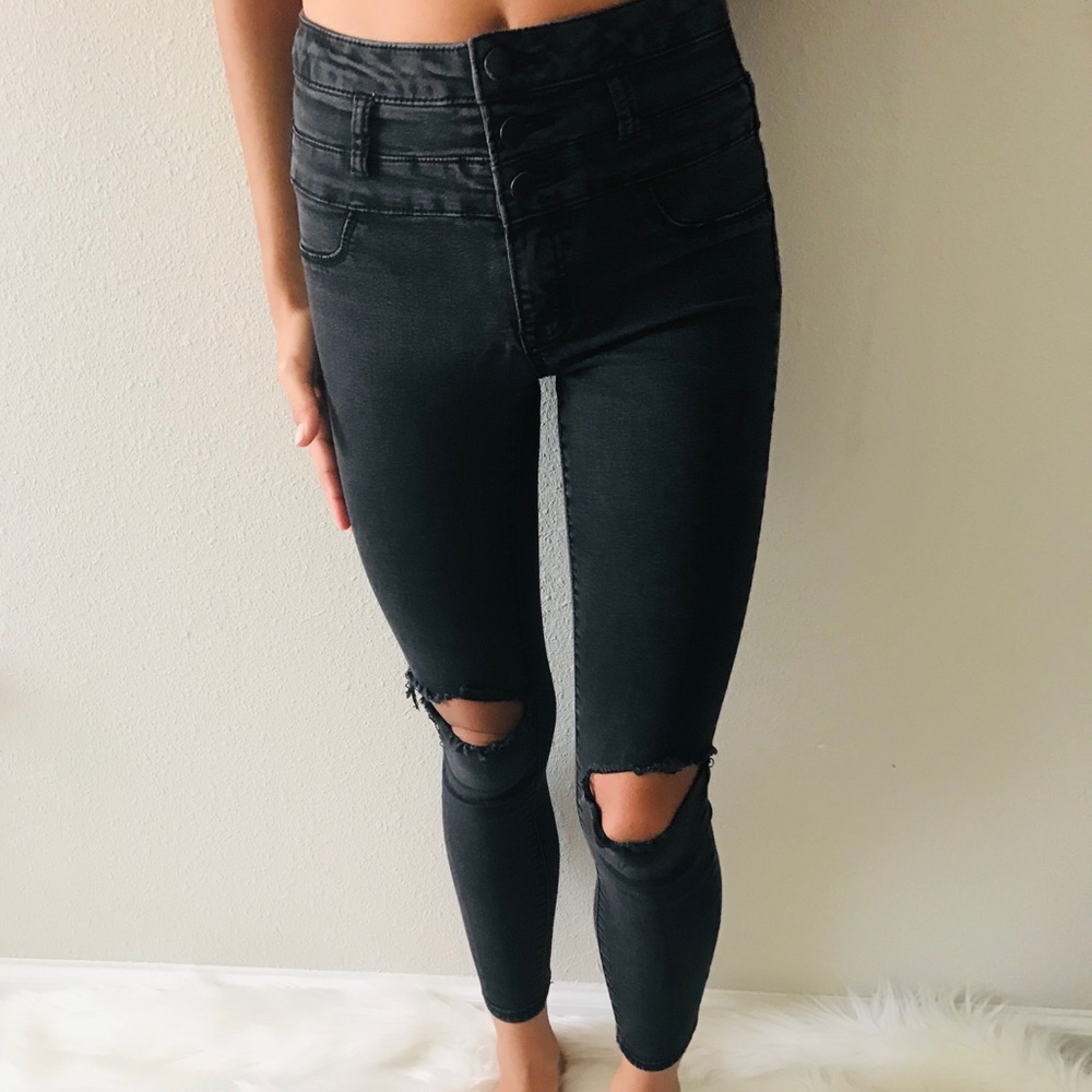 Refuge High Waisted Black Ripped Jeans